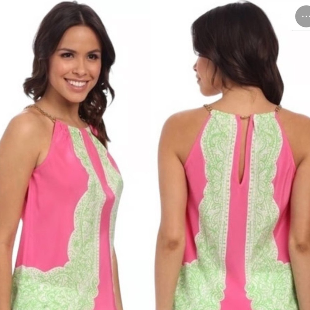 LILLY PULITZER RIVIERA TOP IN HOTTIE PINK DAY BREAKERS ENGINEERED, NWT, LARGE